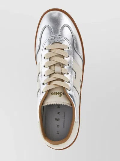 Hogan Chic Metallic Low-top Rubber Sole Sneakers