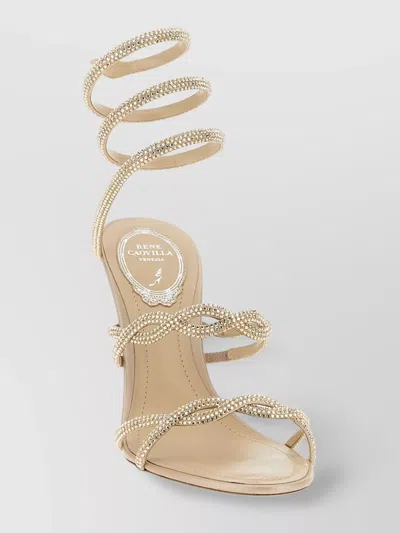 René Caovilla 'spiral Strap Stiletto Sandals With Embellished Open Toe'