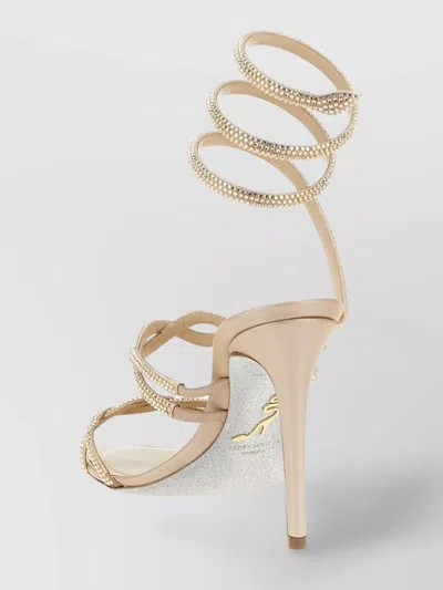 René Caovilla 'spiral Strap Stiletto Sandals With Embellished Open Toe'