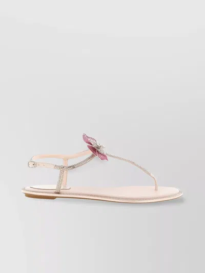René Caovilla Butterfly Embellished Flat Sole Sandals