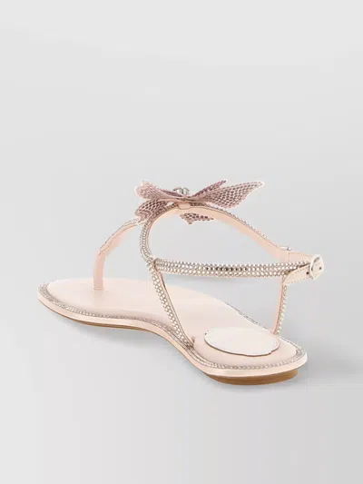 René Caovilla Butterfly Embellished Flat Sole Sandals