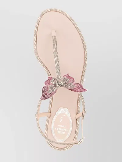 René Caovilla Butterfly Embellished Flat Sole Sandals