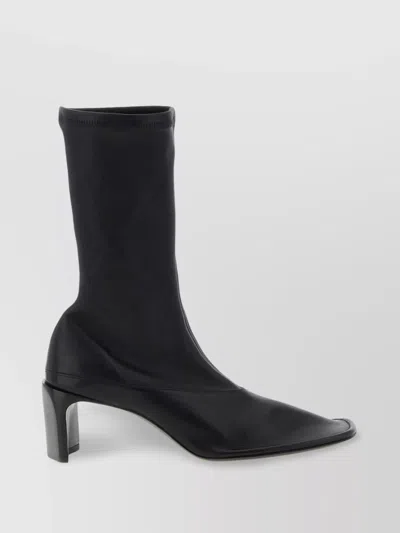 Jil Sander Square Toe Ankle Boots With Block Heel