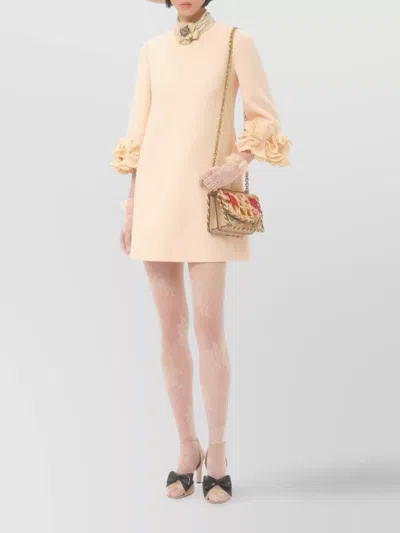 Valentino Garavani Wool And Silk Short Dress In Neutral