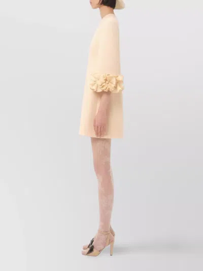 Valentino Garavani Wool And Silk Short Dress In Neutral