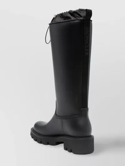 Moncler Rubber Kickstream Boots With Drawstring In Black