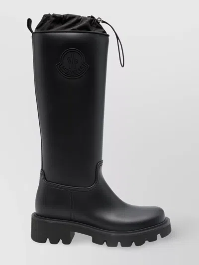 Moncler Rubber Kickstream Boots With Drawstring In Black