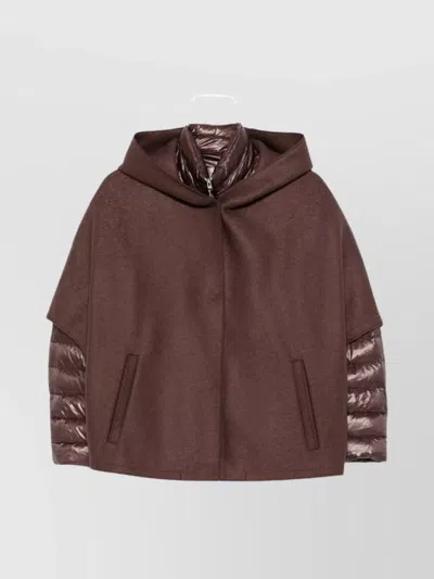 Herno Collar Hooded Sleeves Quilted Pockets In Brown