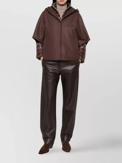Herno Collar Hooded Sleeves Quilted Pockets In Brown