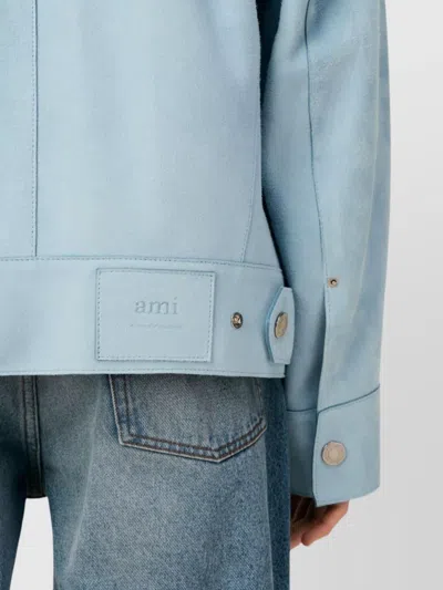 Ami Alexandre Mattiussi Ami Paris Men Suede Giacca Pelle In Blue