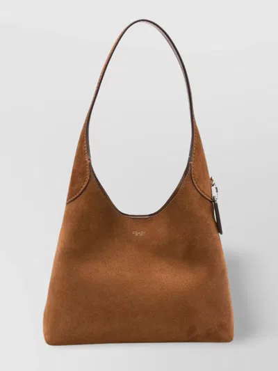 Coach Brooklyn 28 Brown With Single Shoulder Strap And Logo Lettering On The Front In Suede Woman In Brown