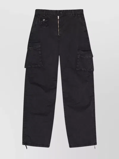Ganni Women Organic Cotton Cargo Trousers In Black