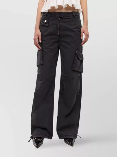 Ganni Women Organic Cotton Cargo Trousers In Black
