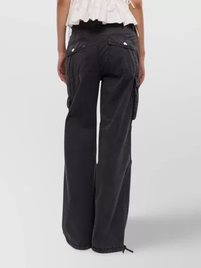 Ganni Women Organic Cotton Cargo Trousers In Black