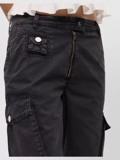 Ganni Women Organic Cotton Cargo Trousers In Black