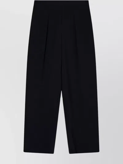 Emporio Armani High Waist Pleated Wide Leg Trousers In Black