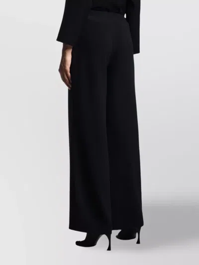 Emporio Armani High Waist Pleated Wide Leg Trousers In Black