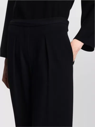 Emporio Armani High Waist Pleated Wide Leg Trousers In Black