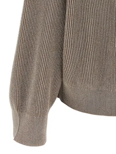 Brunello Cucinelli Ribbed Crewneck Cotton Sweater With Dropped Shoulders