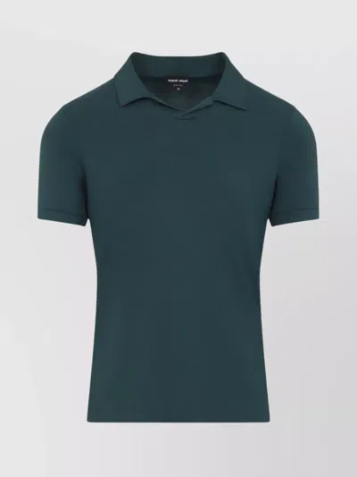 Giorgio Armani Woods Green Viscose Polo With Polo Collar In Green