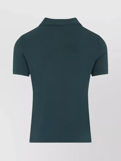 Giorgio Armani Woods Green Viscose Polo With Polo Collar In Green