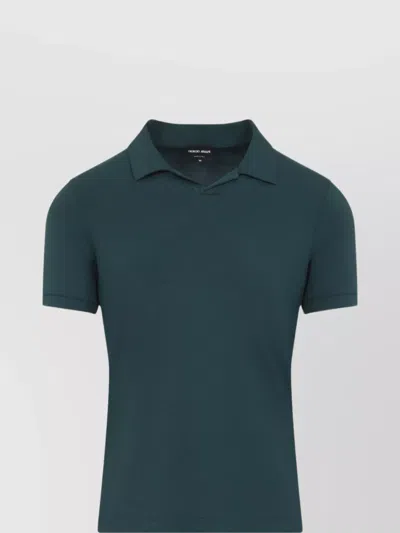 Giorgio Armani Woods Green Viscose Polo With Polo Collar In Green