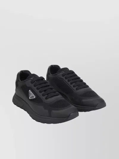 Prada Round Toe Mesh Panel Sneakers