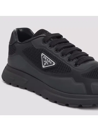 Prada Round Toe Mesh Panel Sneakers