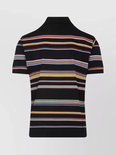 Paul Smith Black 'signature Stripe' Cotton-piqué Polo Shirt In Multi