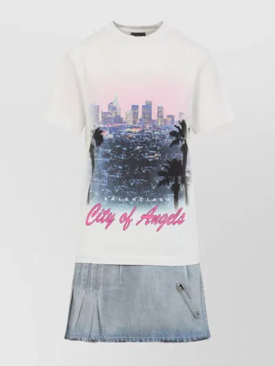 Balenciaga Layered Mini Dress With Denim Skirt Effect In Multi