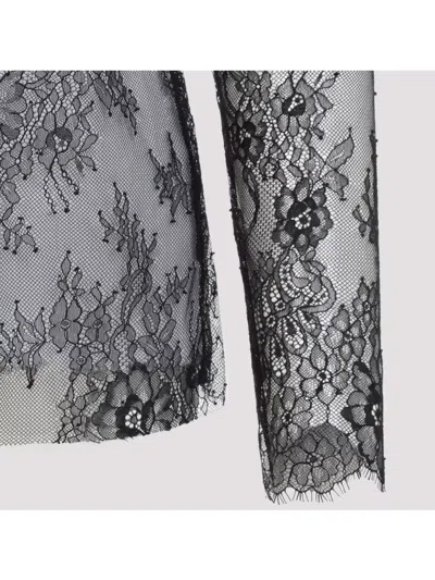 Alberta Ferretti Floral Pattern Lace Ls T-shirt