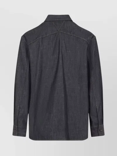 Bottega Veneta Triangle Back Denim Shirt In Black