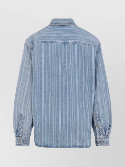 Carhartt Striped Cotton Shirt Jacket With Chest Pocket In Blue