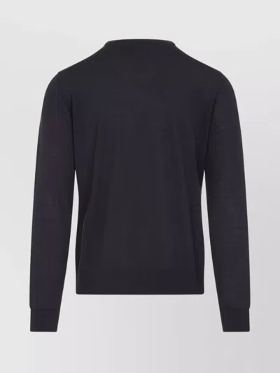 Giorgio Armani Crew Neck Sweater In Virgin Wool In Black