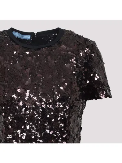 Prada Plum Sequined Back Tie T-shirt