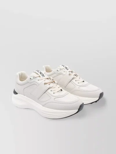 Tod's Low Top Leather Sneakers With Contrast Sole