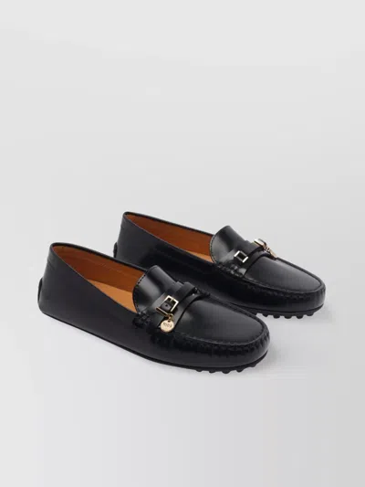 Tod's Leather Loafers Gold Hardware Buckle Detail