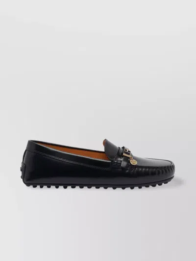 Tod's Leather Loafers Gold Hardware Buckle Detail