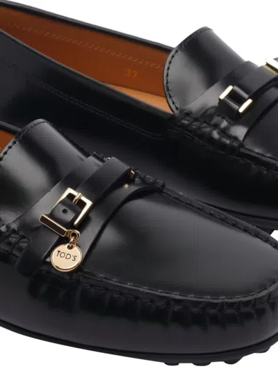Tod's Leather Loafers Gold Hardware Buckle Detail