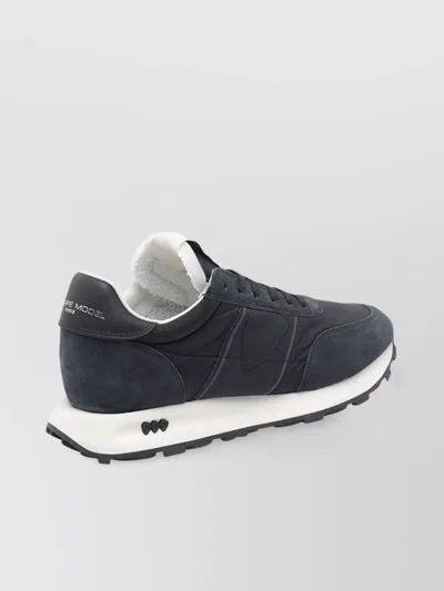 Philippe Model Low Top Sneakers With Rubber Sole And Suede Accents In Black