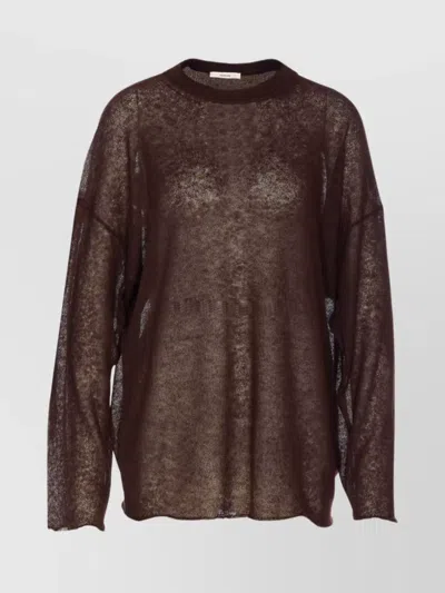 Haikure Crewneck Knitwear Sheer Fabric In Brown
