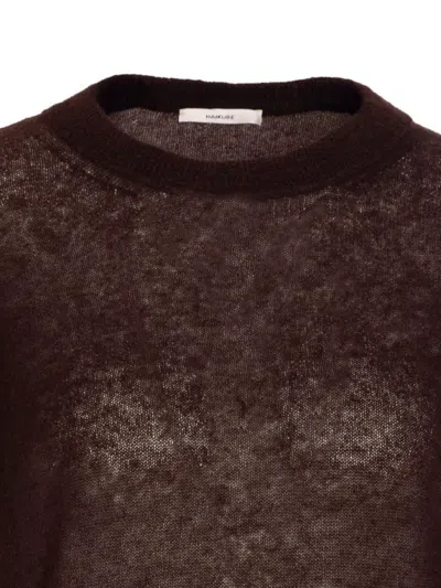 Haikure Crewneck Knitwear Sheer Fabric In Brown