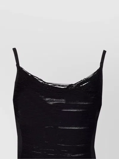 Attico Asymmetric Hem Mini Dress With Charleston Effect In Black