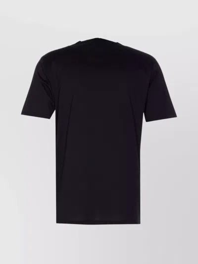 C.p. Company Black Crewneck T-shirt With Logo Lettering On The Front In Black