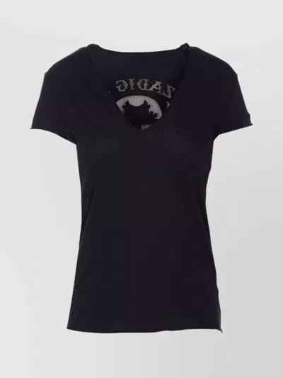 Zadig & Voltaire V-neckline Graphic Print Top With Fishnet Skull In Black