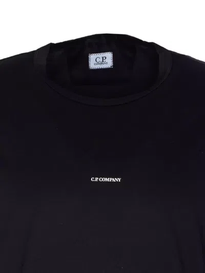 C.p. Company Black Crewneck T-shirt With Logo Lettering On The Front In Black