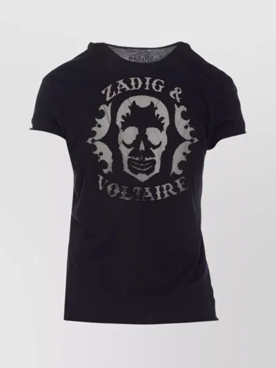 Zadig & Voltaire V-neckline Graphic Print Top With Fishnet Skull In Black
