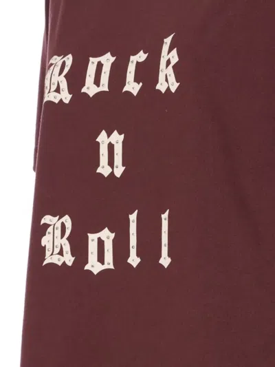Zadig & Voltaire Crewneck Graphic Print Rock N Roll Beaded Top In Burgundy