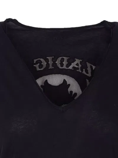 Zadig & Voltaire V-neckline Graphic Print Top With Fishnet Skull In Black