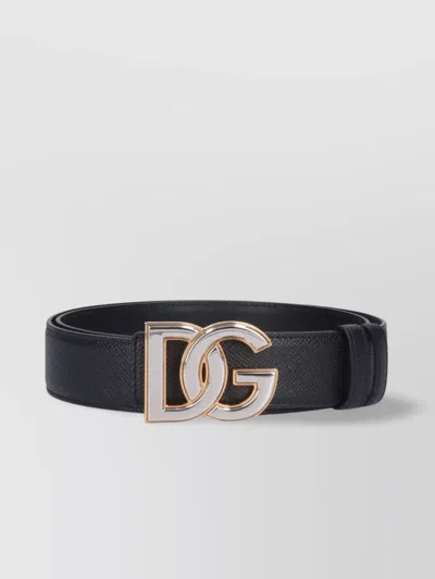 Dolce & Gabbana Adjustable Textured Finish Belts In Black